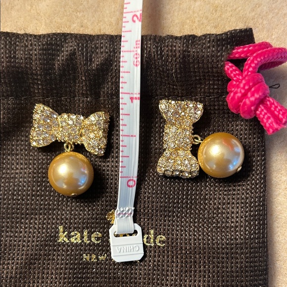 Kate Spade Gold Bow Earrings with Pearls - Picture 3 of 3
